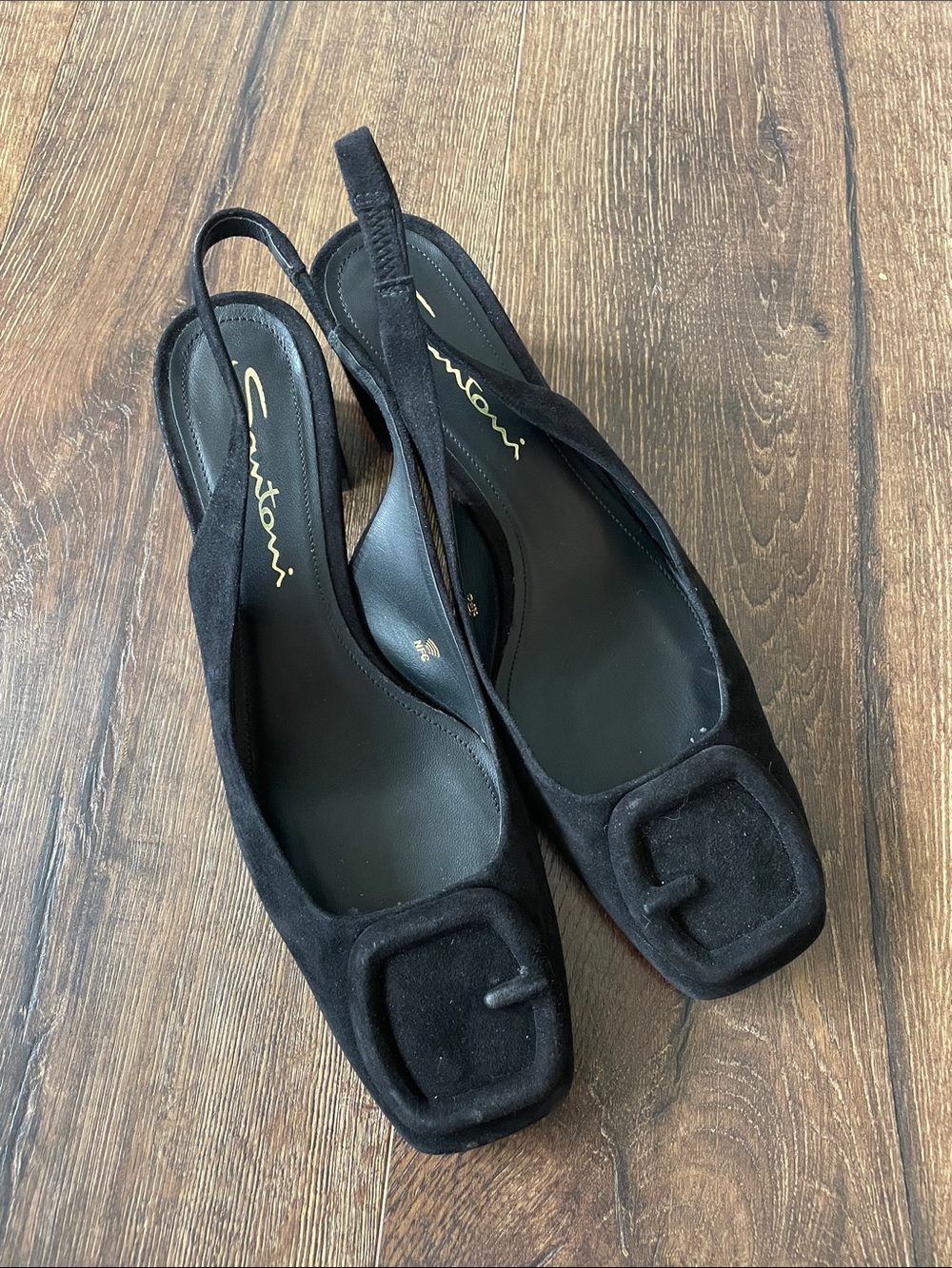 Santoni Lemon Suede Sling Back Pumps